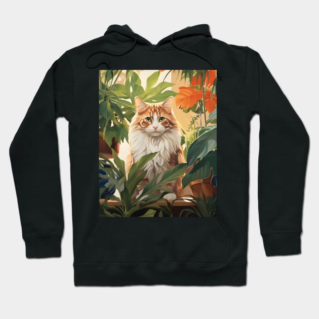 Purrfect Harmony: Cats and Plants Hoodie by KittyStampedeCo